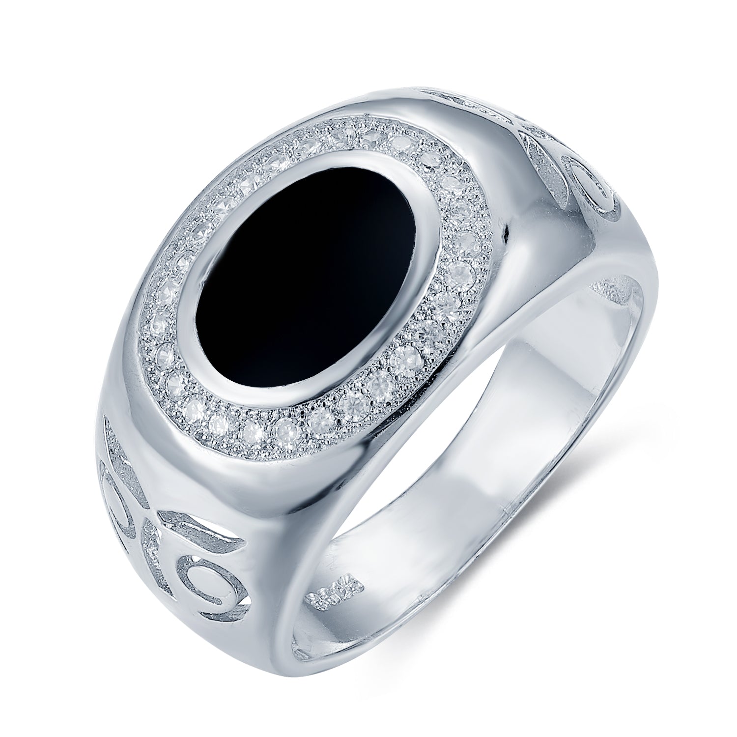 טבעת ארואמו מכסף משובץ ואבן אוניקס